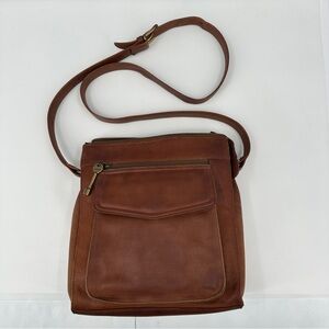 Vintage Fossil 1954 Brown Leather Crossbody Shoulder Bag Purse 75082 BROKEN ZIP